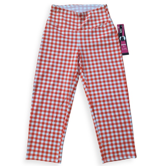 Teezher Orange Gingham Capri Slim Waist Pants NWT - Picture 2 of 11